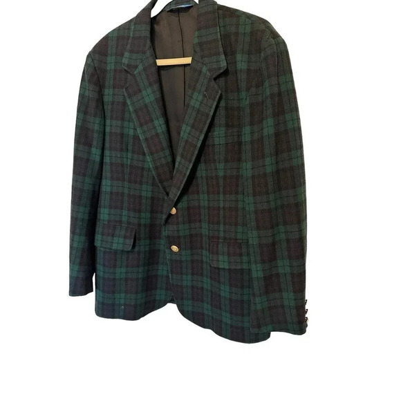 Vintage Pendleton mens Green & Blue 100% Virgin Wool Plaid Blazer Size 44 - Picture 1 of 8